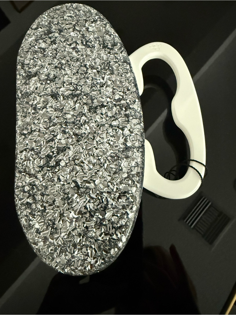 Edie Parker Silver Glitter Oval Clutch with White Handle Accent NWOT - Picture 3 of 8